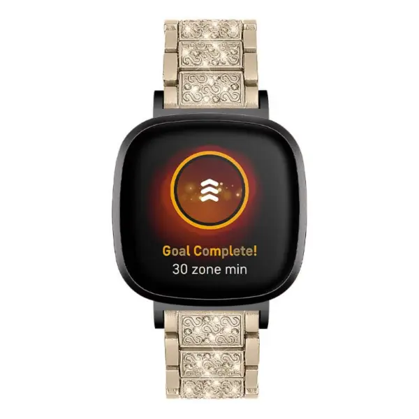 fb.m163.cg Main Champagne Gold StrapsCo Evening Bracelet Watch Band Strap for Fitbit Versa 4 and Sense 2