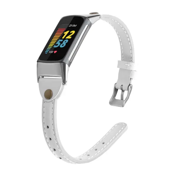 fb.l51.22 Main White strapsco Slim Leather Band for Fitbit Charge 5