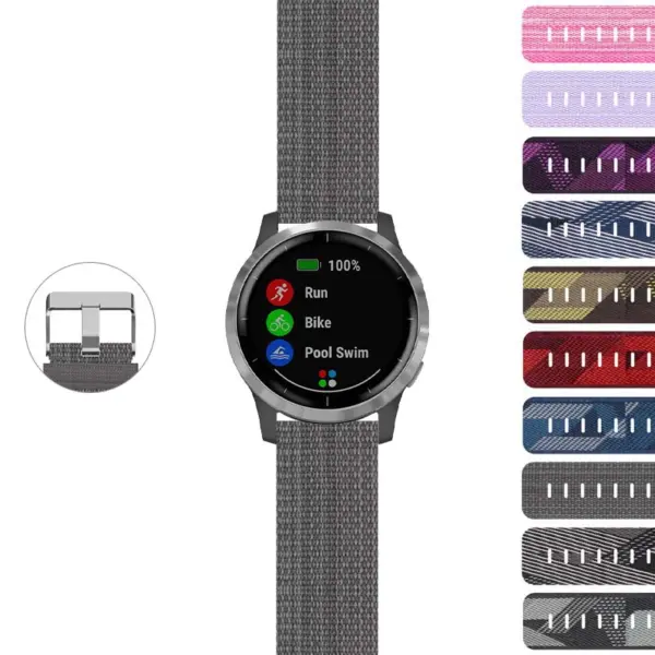 g.s.ny6 Gallery StrapsCo Garmin Vivoactive 4 Nylon Canvas Strap Watch Band
