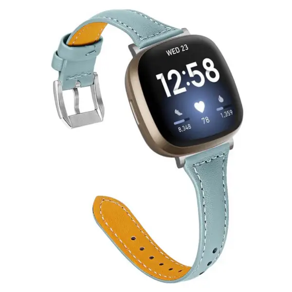 fb.l37.5 Main Blue StrapsCo Slim Narrow Genuine Leather Watch Band Strap for Fitbit Versa 3 Fitbit Sense
