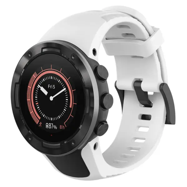 su.r25.22 Main White StrapsCo Silicone Rubber Watch Band Strap for Suunto 5