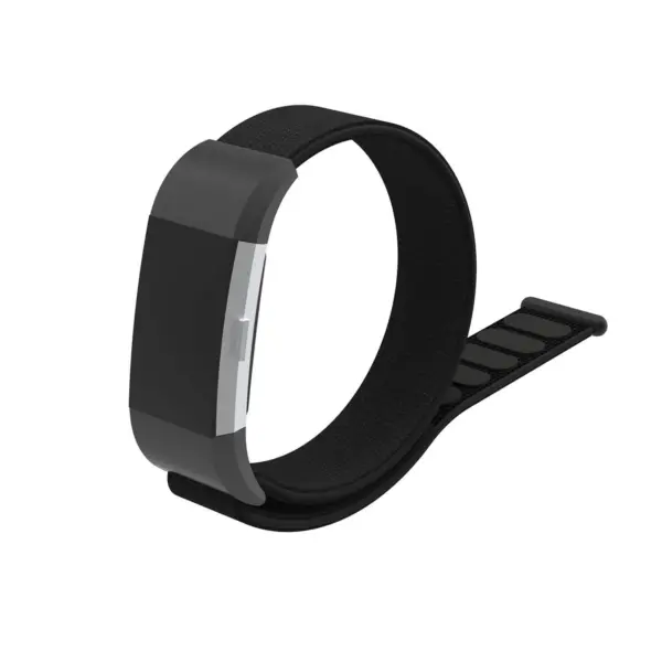 Fb.ny6.1 Front Black StrapsCo Woven Nylon Watch Band Strap For Fitbit Charge 2