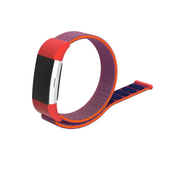 Fb.ny6.6.7 Front Red & Grey StrapsCo Woven Nylon Watch Band Strap For Fitbit Charge 2