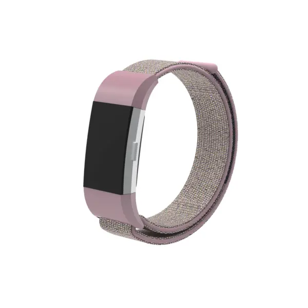 Fb.ny6.13.7 Front Pink & Grey StrapsCo Woven Nylon Watch Band Strap For Fitbit Charge 2