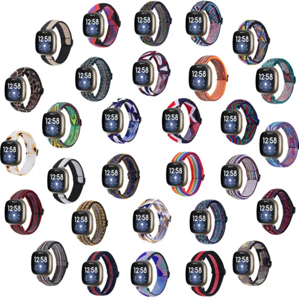 fb.ny30 All Color StrapsCo Funky Pattern Elastic Nylon Watch Band Strap Fitbit Sense Versa 3