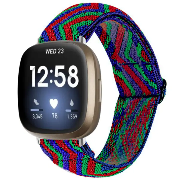 fb.ny30.l Main Electro StrapsCo Pattern Elastic Nylon Watch Strap Fitbit Sense Versa 3