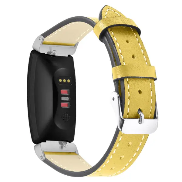 Fb.l21.10 Main Yellow StrapsCo Leather Watch Band Strap With Contour Stitching For Fitbit Inspire & Inspire HR