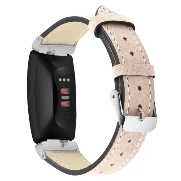 Fb.l21.3 Main Beige StrapsCo Leather Watch Band Strap With Contour Stitching For Fitbit Inspire & Inspire HR
