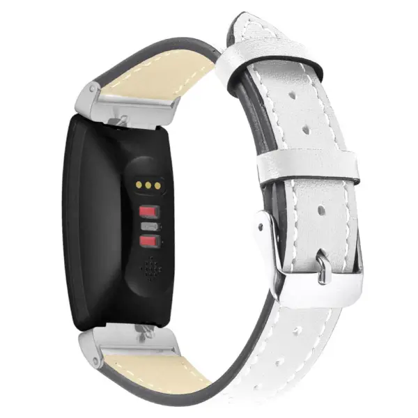 Fb.l21.22 Main White StrapsCo Leather Watch Band Strap With Contour Stitching For Fitbit Inspire & Inspire HR