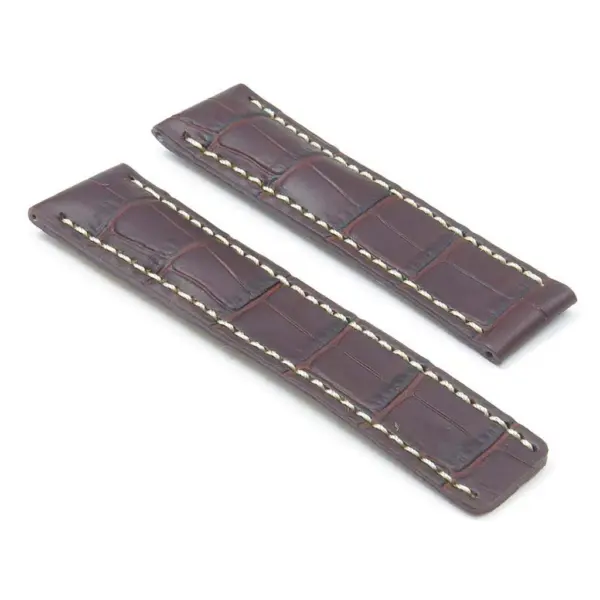 DASSARI Vantage brt11.c.3 Padded Crocodile Embossed Leather Strap for Deployment Clasp in Brown