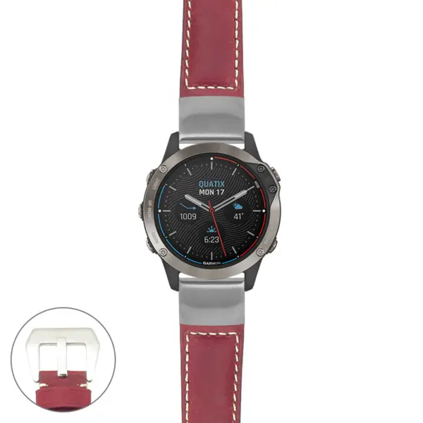 g.qtx6.p560a Main Red StrapsCo DASSARI Salvage Thick Padded Distressed Italian Leather Watch Band Strap with Silver Buckle