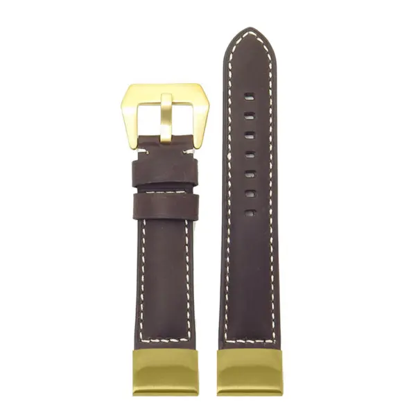 p560a Up Dark Brown StrapsCo DASSARI Salvage Thick Padded Distressed Italian Leather Watch Band Strap with Yellow Gold Buckle