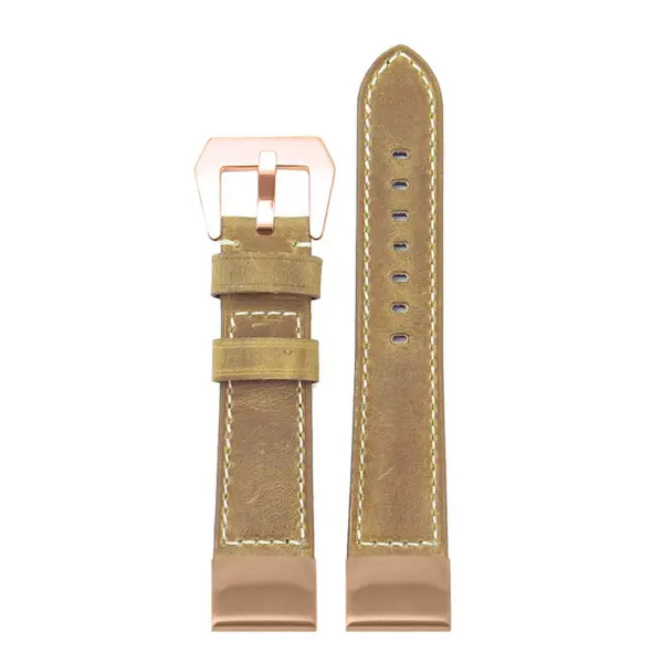 p560a Up Beige StrapsCo DASSARI Salvage Thick Padded Distressed Italian Leather Watch Band Strap with Rose Gold Buckle