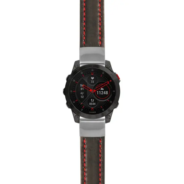 g.ep2.st23 Main Black & Red StrapsCo Heavy Duty Mens Leather Watch Band Strap 20mm
