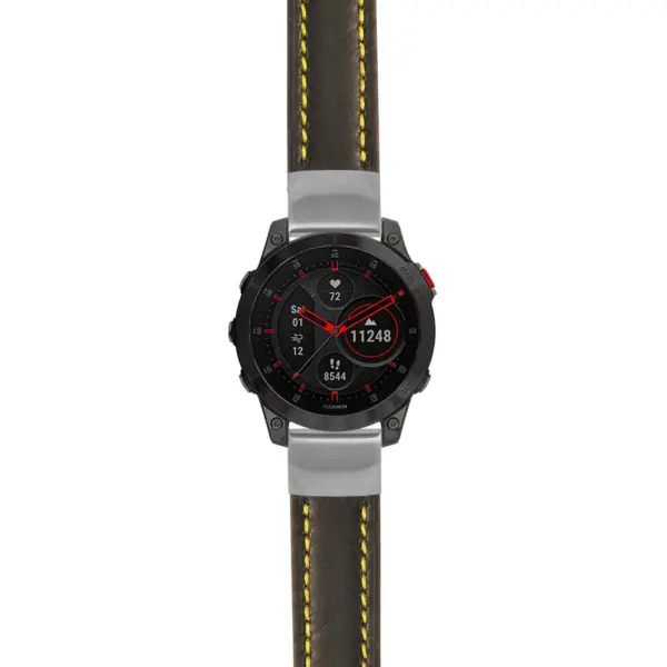 g.ep2.st23 Main Black & Yellow StrapsCo Heavy Duty Mens Leather Watch Band Strap 20mm