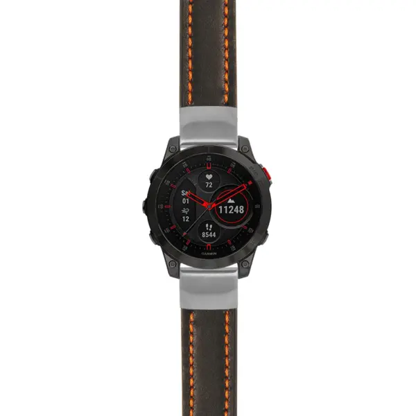 g.ep2.st23 Main Black & Orange StrapsCo Heavy Duty Mens Leather Watch Band Strap 20mm