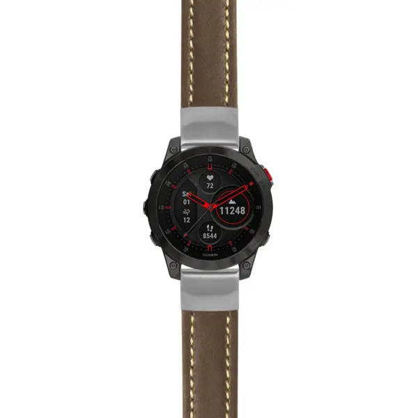 g.ep2.st23 Main Brown & White StrapsCo Heavy Duty Mens Leather Watch Band Strap 20mm