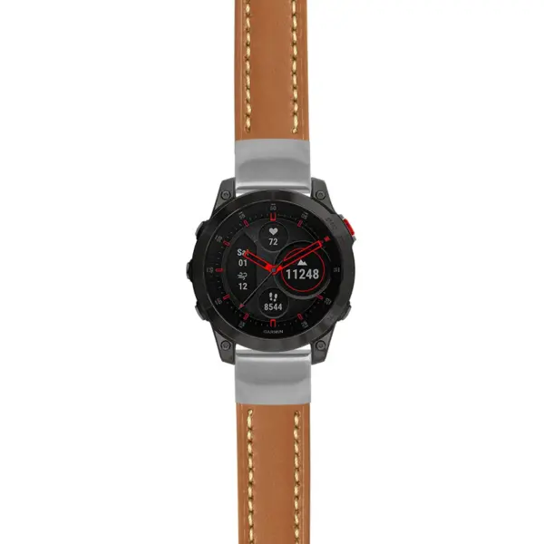 g.ep2.st23 Main Tan & White StrapsCo Heavy Duty Mens Leather Watch Band Strap 20mm