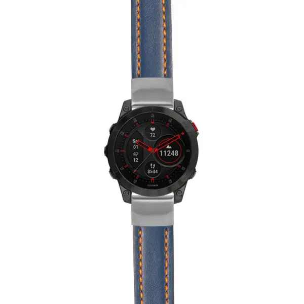 g.ep2.st23 Main Blue & Orange StrapsCo Heavy Duty Mens Leather Watch Band Strap 20mm