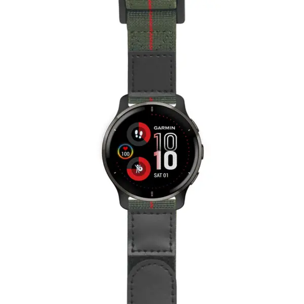g.v2p.nt13 Main Green & Red StrapsCo Hook and Loop Explorer Watch Band Strap Nylon Velcro NATO 20mm