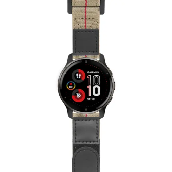 g.v2p.nt13 Main Khaki & Red StrapsCo Hook and Loop Explorer Watch Band Strap Nylon Velcro NATO 20mm