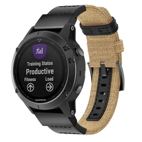 g.ny2.3 Main Tan StrapsCo QuickFit 22 Canvas Watch Band Strap for Garmin Fenix 5