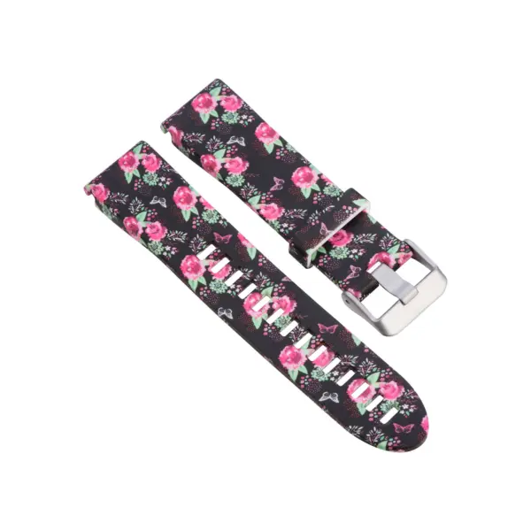 G.r40.g Angle Peonies Black StrapsCo QuickFit 20 Silicone Rubber Replacement Watch Band Strap For Garmin Fenix 5S