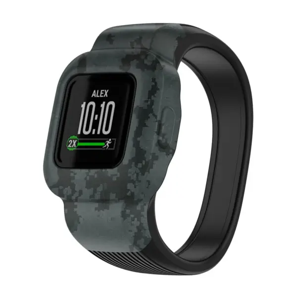 g.r59.e Main Pixels Grey StrapsCo Silicone Strap for Garmin Vivofit Jr. 3 Rubber Watch Band