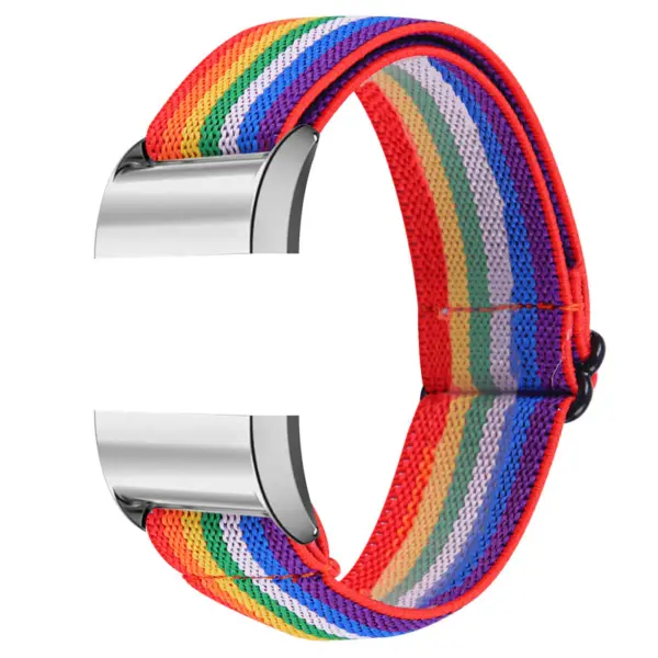 fb.ny21.123 Main Rainbow StrapsCo Elastic Nylon Watch Band Strap for Fitbit Charge 2