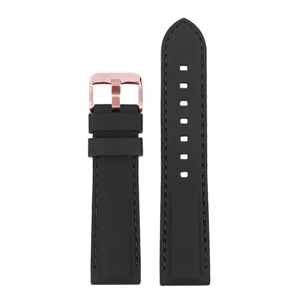 Pu1.1.1.rg Silcone Rubber Watch Strap In Black W Rose Gold Buckle 1