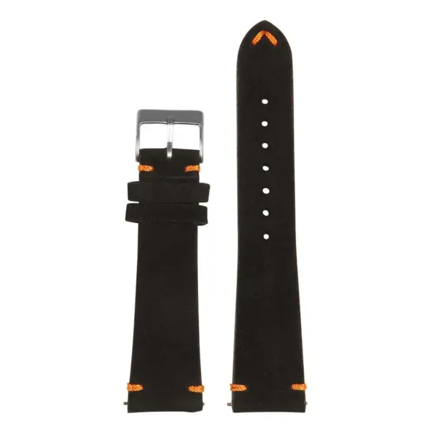 St28.1.12 Upright Suede Watch Strap In Black & Orange Apple Watch