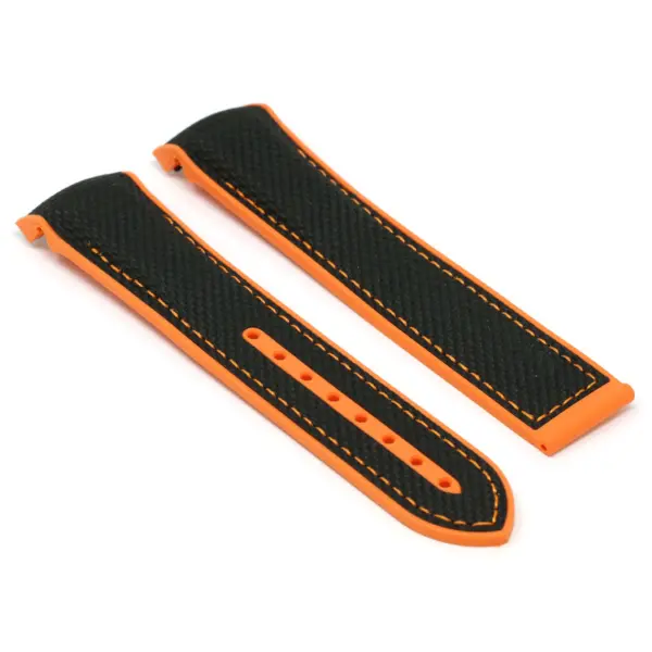 Ny.om1.1.12 Black & Orange Angle StrapsCo 22mm Nylon & Rubber Watch Band Strap For Seamaster Planet Ocean