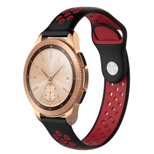 S.r10.1.6.20 Main Black & Red StrapsCo Perforated Silicone Rubber Watch Band Strap Compatible With Samsung Galaxy Watch, Galaxy Watch Active & Gear