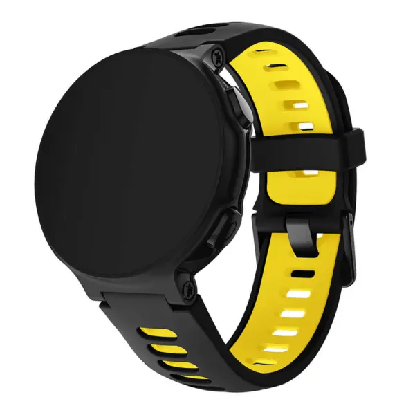 G.r32.1.10.mb Main Black & Yellow StrapsCo Silicone Rubber Replacement Watch Band Strap With Black Buckle For Garmin Forerunner & Approach
