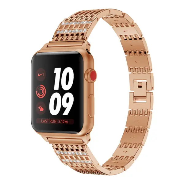 A.m13.rg Main Rose Gold StrapsCo Alloy Metal Link Watch Bracelet Band Strap With Rhinestones For Apple Watch Series 1234 38mm 40mm 42mm 44mm