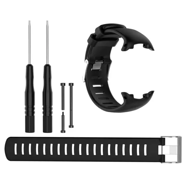 Su.r13.1 Main Black Silicone Rubber Replacement Watch Strap Band For Suunto D4i Novo