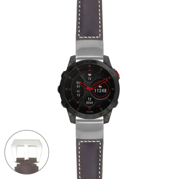g.ep2.p560a Main Dark Brown StrapsCo DASSARI Salvage Thick Padded Distressed Italian Leather Watch Band Strap with Silver Buckle