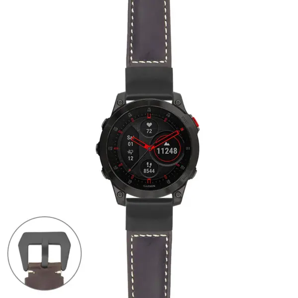 g.ep2.p560a Main Dark Brown StrapsCo DASSARI Salvage Thick Padded Distressed Italian Leather Watch Band Strap with Matte Black Buckle