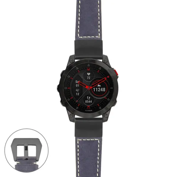 g.ep2.p560a Main Blue StrapsCo DASSARI Salvage Thick Padded Distressed Italian Leather Watch Band Strap with Matte Black Buckle