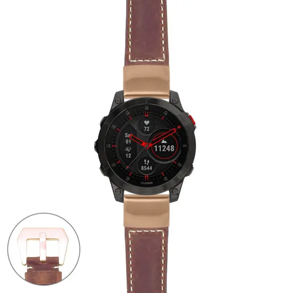 g.ep2.p560a Main Rust StrapsCo DASSARI Salvage Thick Padded Distressed Italian Leather Watch Band Strap with Rose Gold Buckle