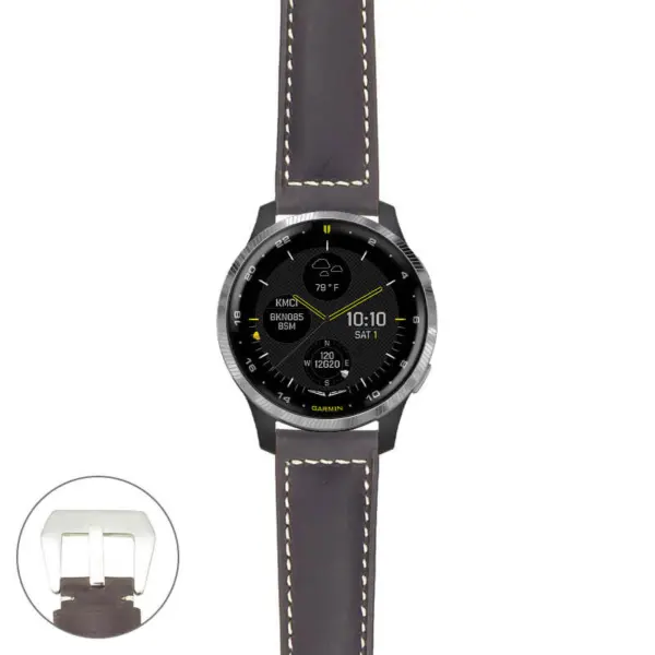g.d2a.p560a Main Dark Brown StrapsCo DASSARI Salvage Thick Padded Distressed Italian Leather Watch Band Strap with Silver Buckle