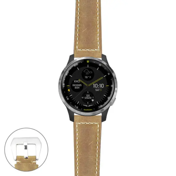 g.d2a.p560a Main Beige StrapsCo DASSARI Salvage Thick Padded Distressed Italian Leather Watch Band Strap with Silver Buckle