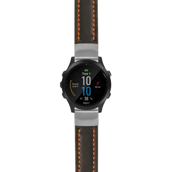g.f945.st23 Main Black & Orange StrapsCo Heavy Duty Mens Leather Watch Band Strap 20mm