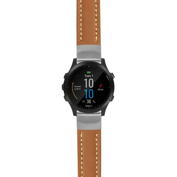 g.f945.st23 Main Tan & White StrapsCo Heavy Duty Mens Leather Watch Band Strap 20mm