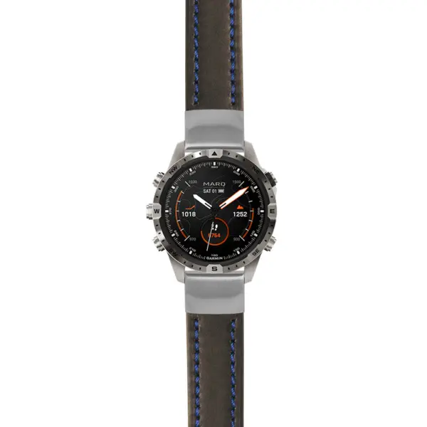 g.mrq2.st23 Main Black & Blue StrapsCo Heavy Duty Mens Leather Watch Band Strap 20mm