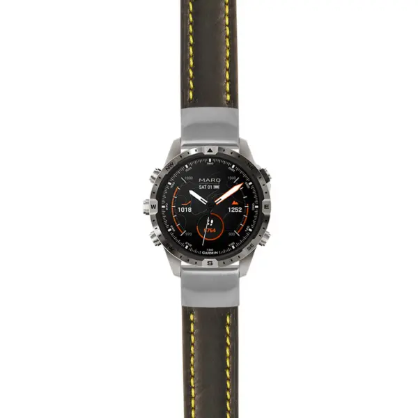 g.mrq2.st23 Main Black & Yellow StrapsCo Heavy Duty Mens Leather Watch Band Strap 20mm