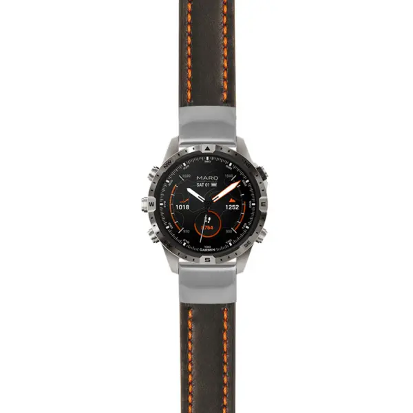 g.mrq2.st23 Main Black & Orange StrapsCo Heavy Duty Mens Leather Watch Band Strap 20mm