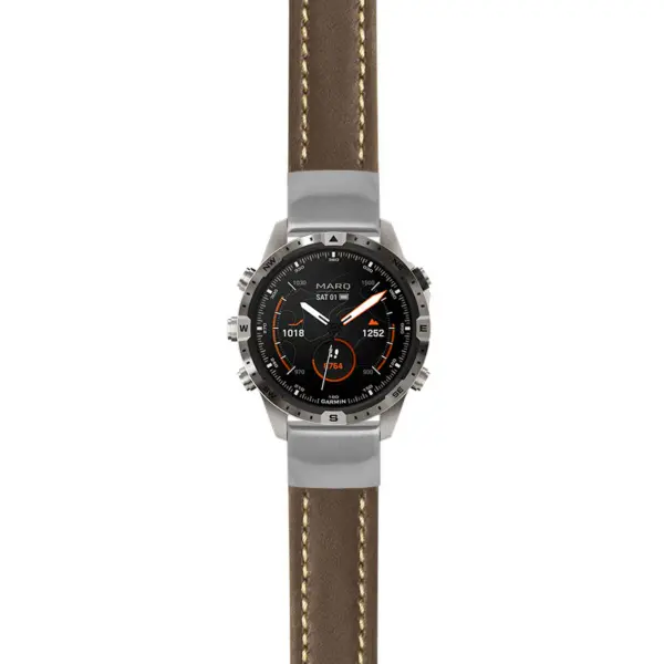 g.mrq2.st23 Main Brown & White StrapsCo Heavy Duty Mens Leather Watch Band Strap 20mm