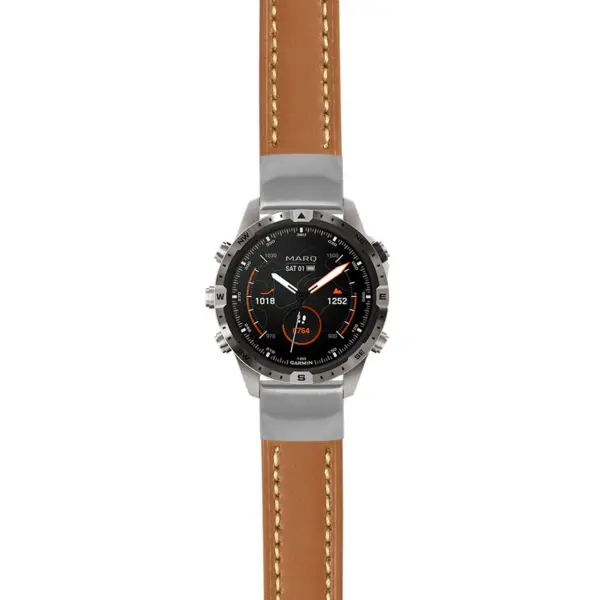 g.mrq2.st23 Main Tan & White StrapsCo Heavy Duty Mens Leather Watch Band Strap 20mm