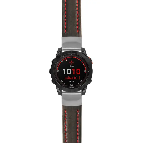 g.f7.st23 Main Black & Red StrapsCo Heavy Duty Mens Leather Watch Band Strap 20mm